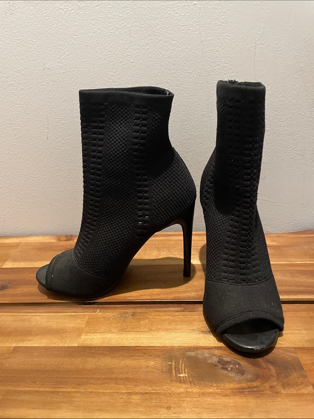 Steve Madden peep toe sock booties